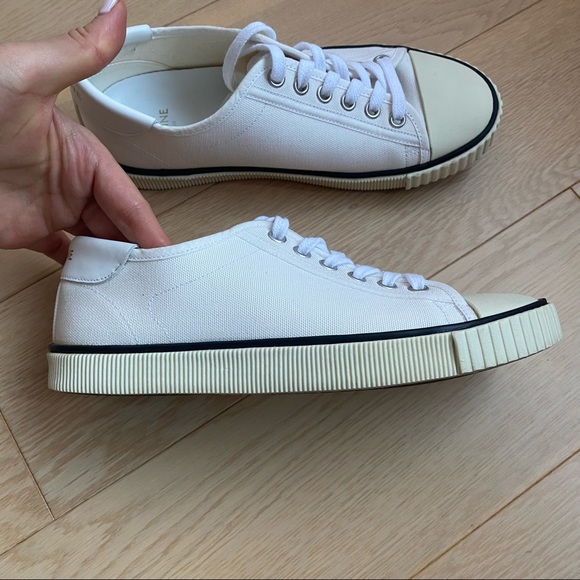 CELINE Blank Low Lace Up Canvas Sneakers Off White size 35 - Picture 7 of 16